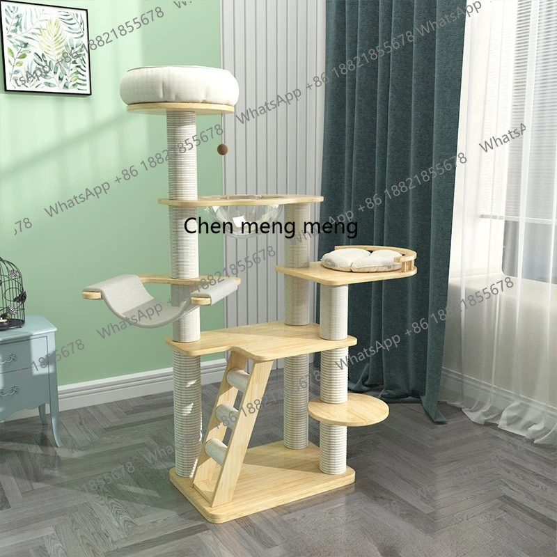 

Solid wood cat climbing frame simple all-in-one four-season universal cat jumping platform scratching board supplies