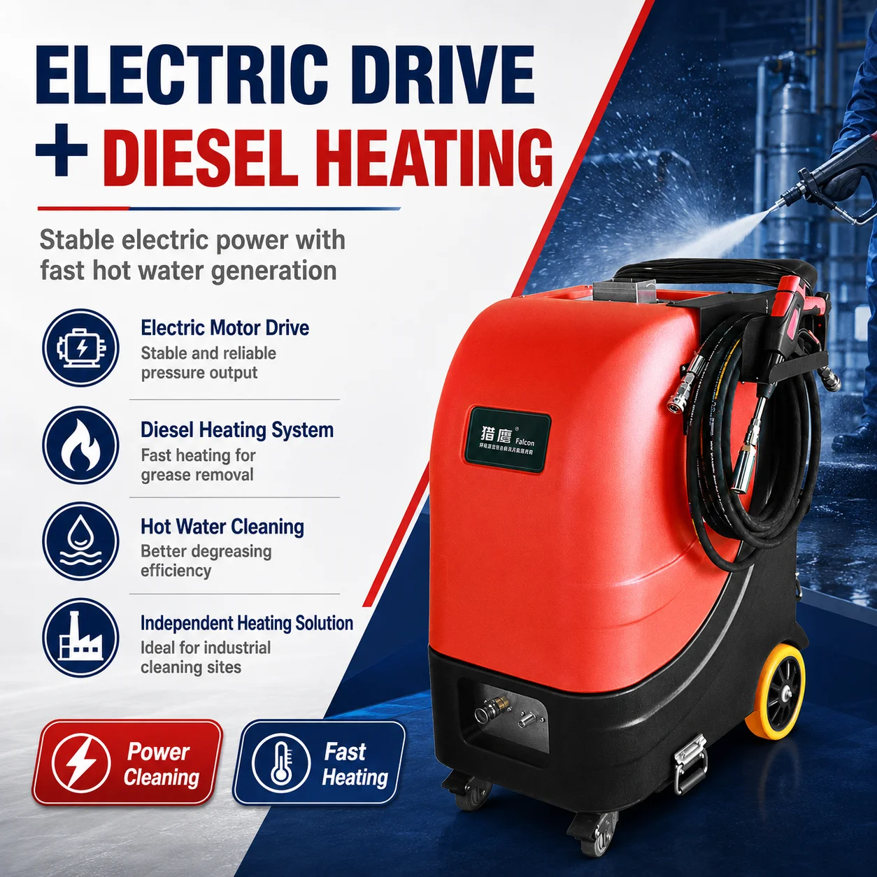 New Commercial Diesel Hot Water Pressure Cleaner  Industrial Degreasing Clean-In-Place Equipment