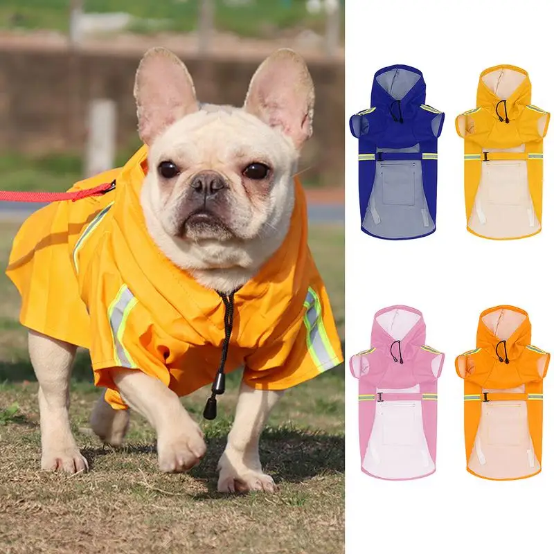 

Dog Raincoat Reflective Waterproof Pet Clothes Waterproof & Windproof Easily Wearable Pet Jacket Raincoat Dogs Overalls For walk