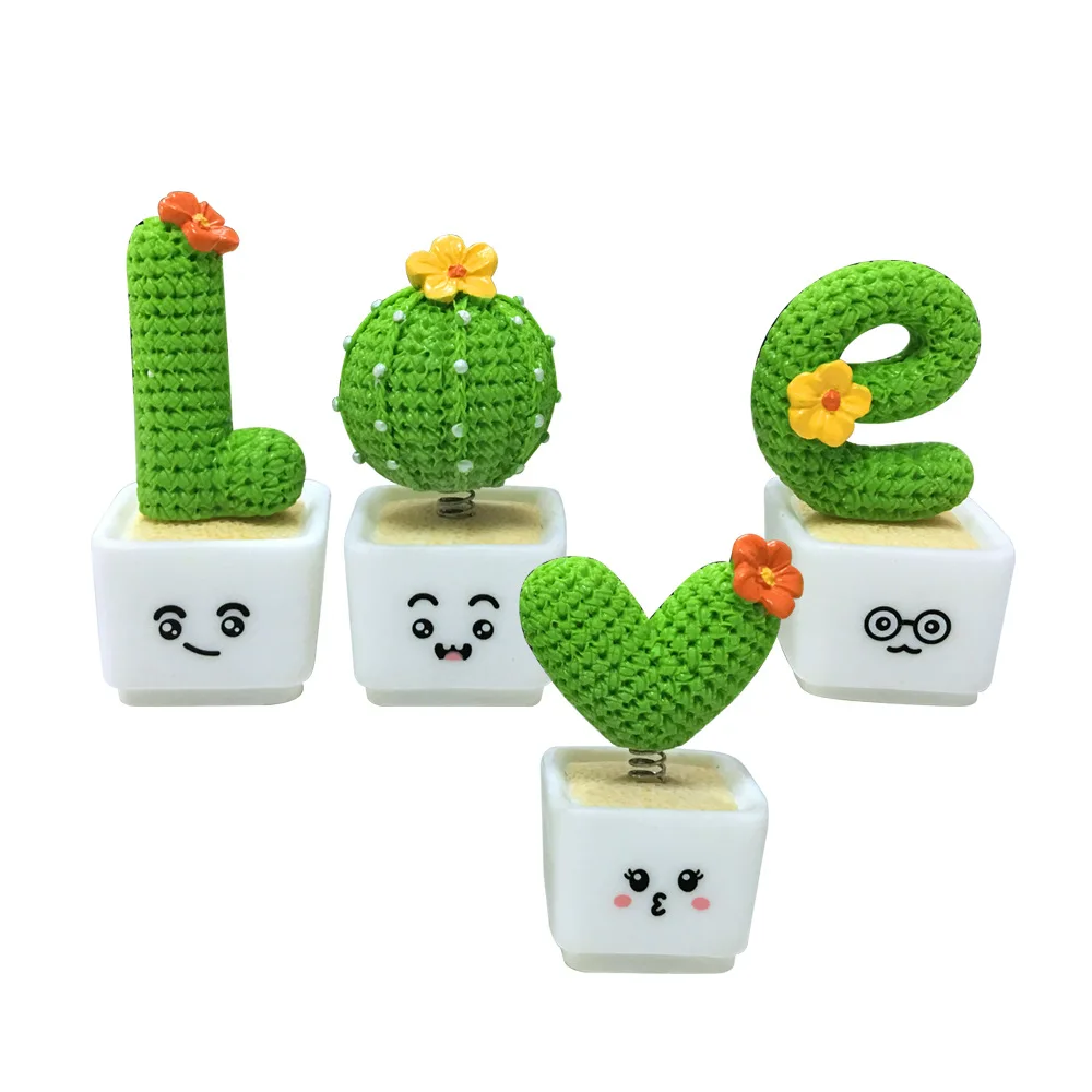 1 Set Of 4, Resin Succulent Cactus Mini Green Plant Car Office Home Living Room Crafts