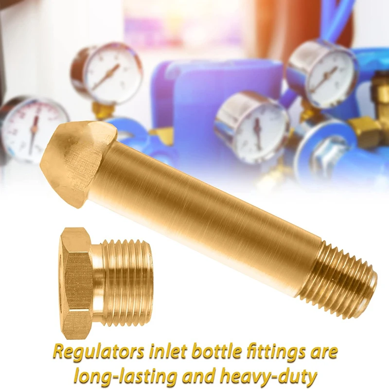 CGA-580 Nut and 3 inch Nipple - Brass with  Filter in Suitable for Helium Argon Nitrogen Tank Inlet Bottle Connection Regulator