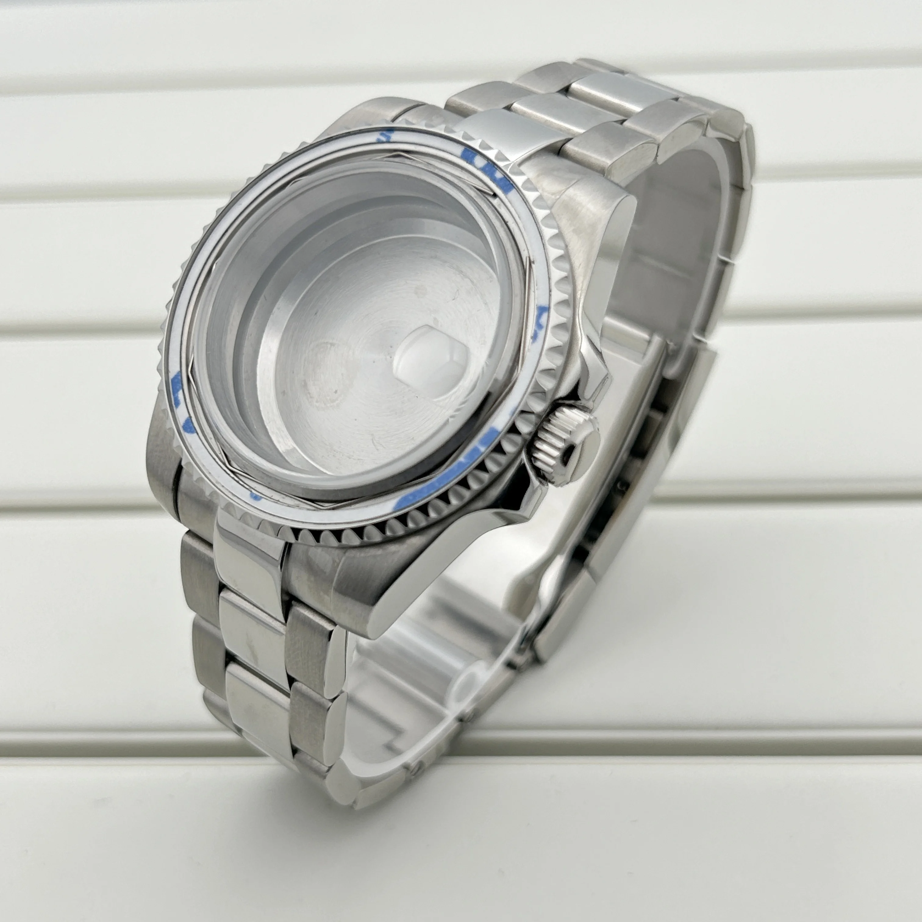Silbernes 40-mm-Saphirglasgehäuse, Modifikationszubehör für Seko Yacht-Master Submarine NH70/38/35 Uhrwerk, Keramikring – Detail 3