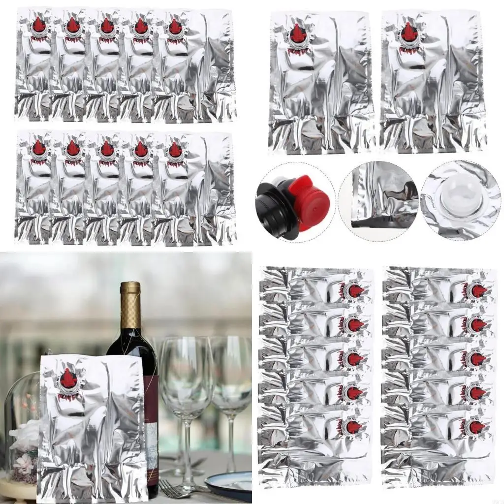 M6CB 10PCS Wine Bag in Box PE Texture Large Wine Perfect for Family Gatherings