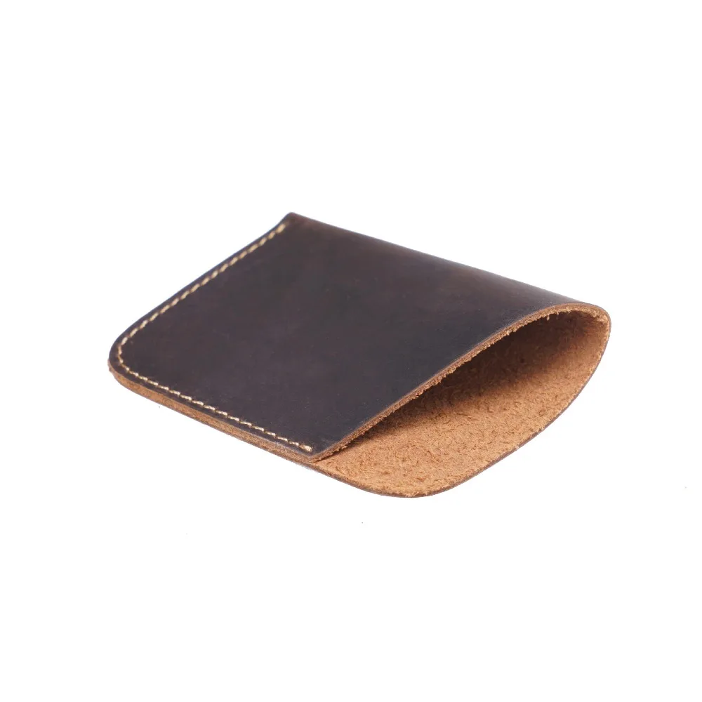 Casual Leather Money Bag Mini Portable Cowhide Wallet Hand-Stitched Card Holder Pouch Organizer
