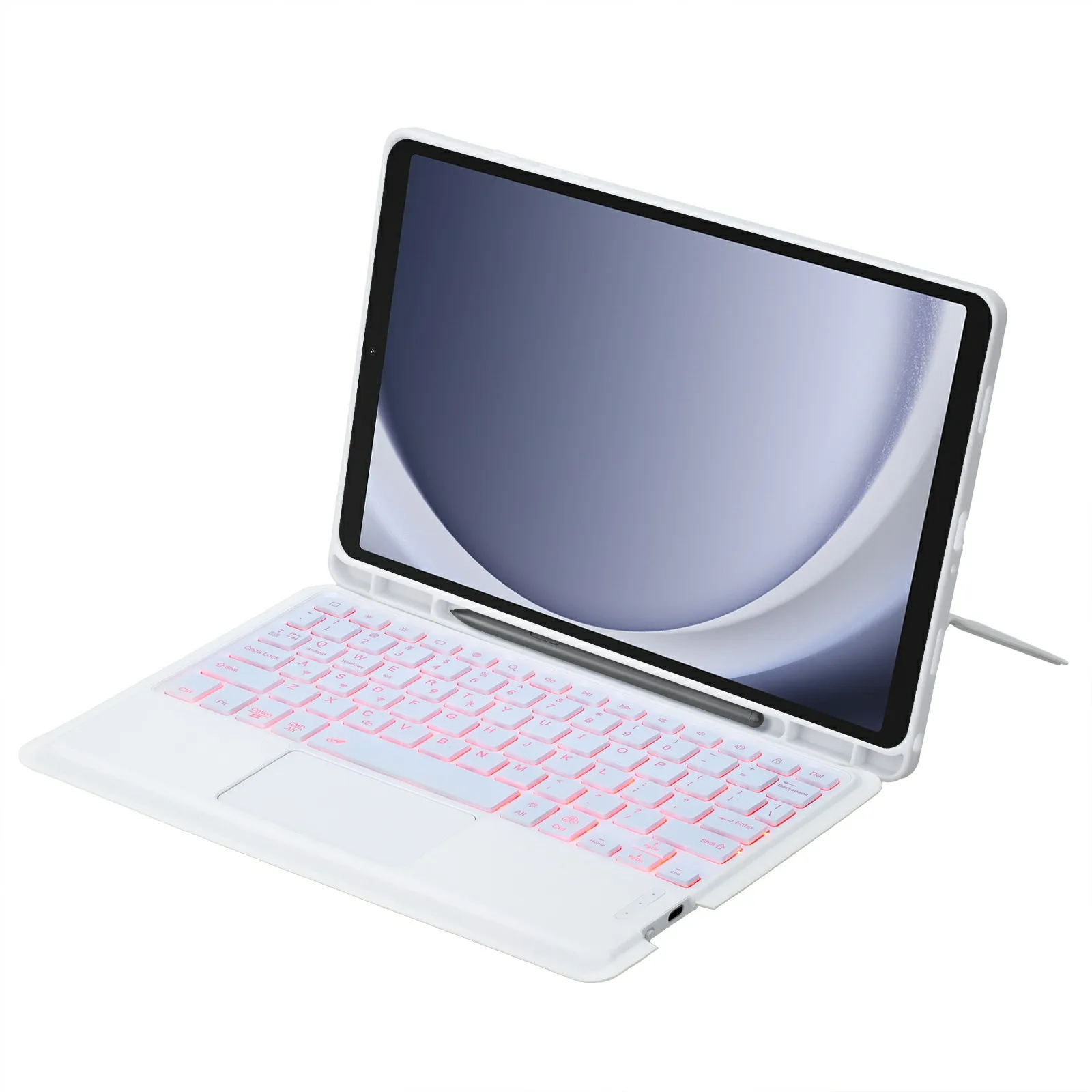 

For Samsung Galaxy Tab A9+ X210 / X215 / X216 Floating Bluetooth-compatible Keyboard Stand Case with Backlit - White