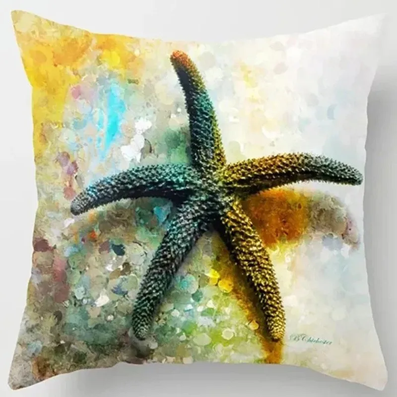 Sea Star Pillowcases With Oceanic Vibes Pattern Cushion Cover Suitable For Sofa Bedroom Car Pillow Cover