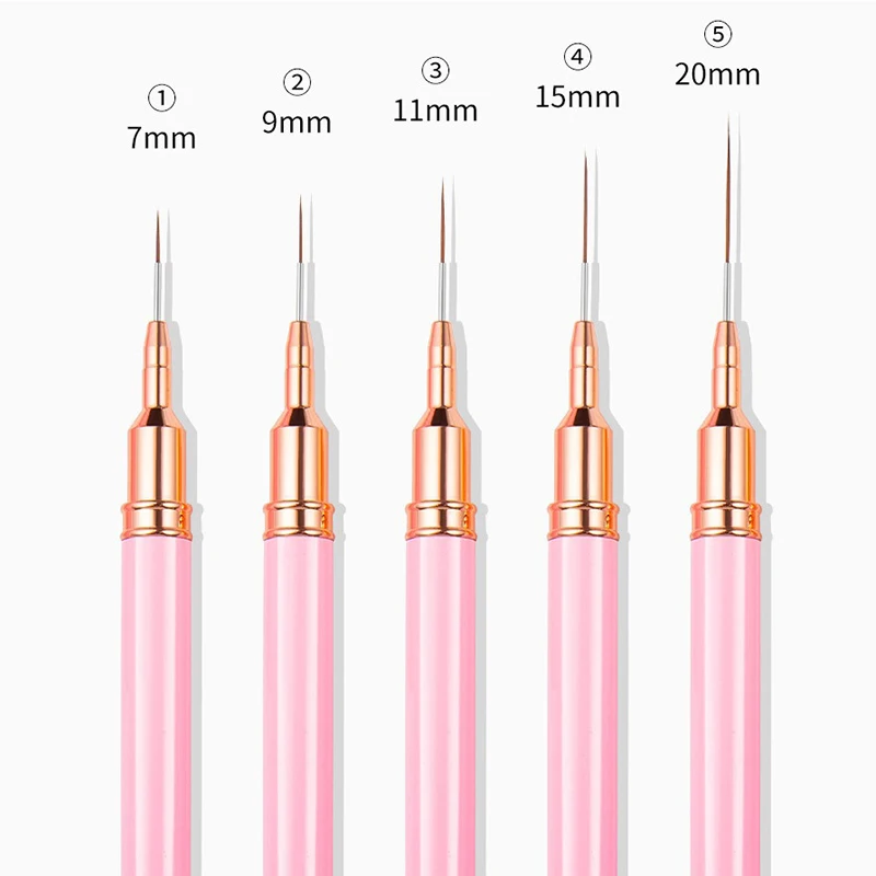 1*Nail Art Brushes Nail Liner DIY Drawing Painting Flower Line Stripes Pen 4mm-25mm Metal Handle Nail Art Brush With Cover Nail 