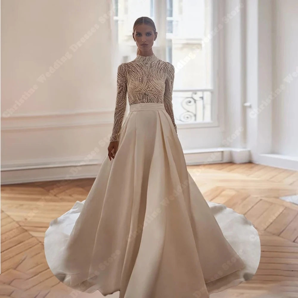 

Bohemia Long Sleeves Women Wedding Dresses For Formal Occasions A-Line Gowns Lace Printing Mopping Length Vestido De Novias 2024