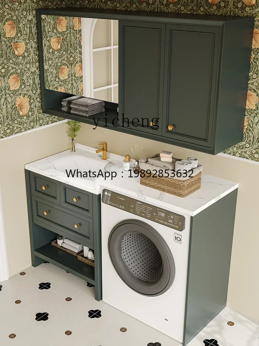 AB Stone Plate Whole Washbin Method Washing Machine Bathroom Cabinet Combination Washstand Washbasin