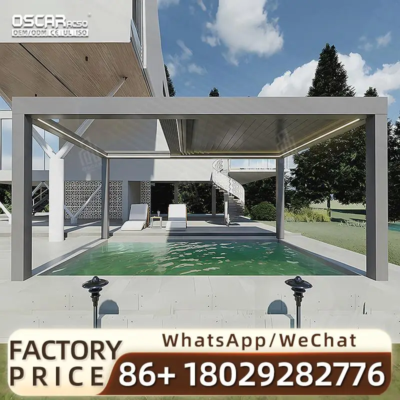 

3x3 3x4 Waterproof Outdoor Aluminium Motorized Adjustable Louvered Roof Bioclimatic Patio Structure for Garden Backyard Poolsid