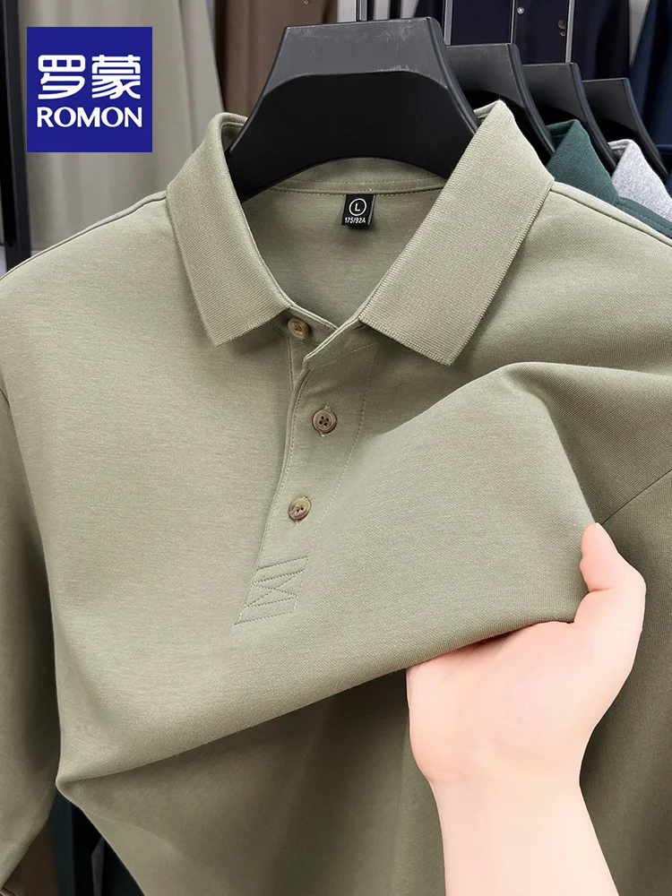 

Мужская футболка Rn Pure Color Busin Dad, длинный рукав, свободный крой, для весны и осени, повседневная, дышащая, из полиэстера...