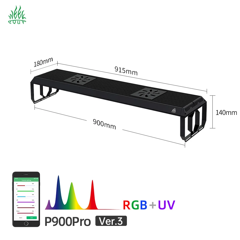 Woche Aqua P Series Pro Ver. 3, neuestes Upgrade für Aquarien, Pflanzenwachstumslicht, Aquatic-LED-Panel mit vollem Spektrum