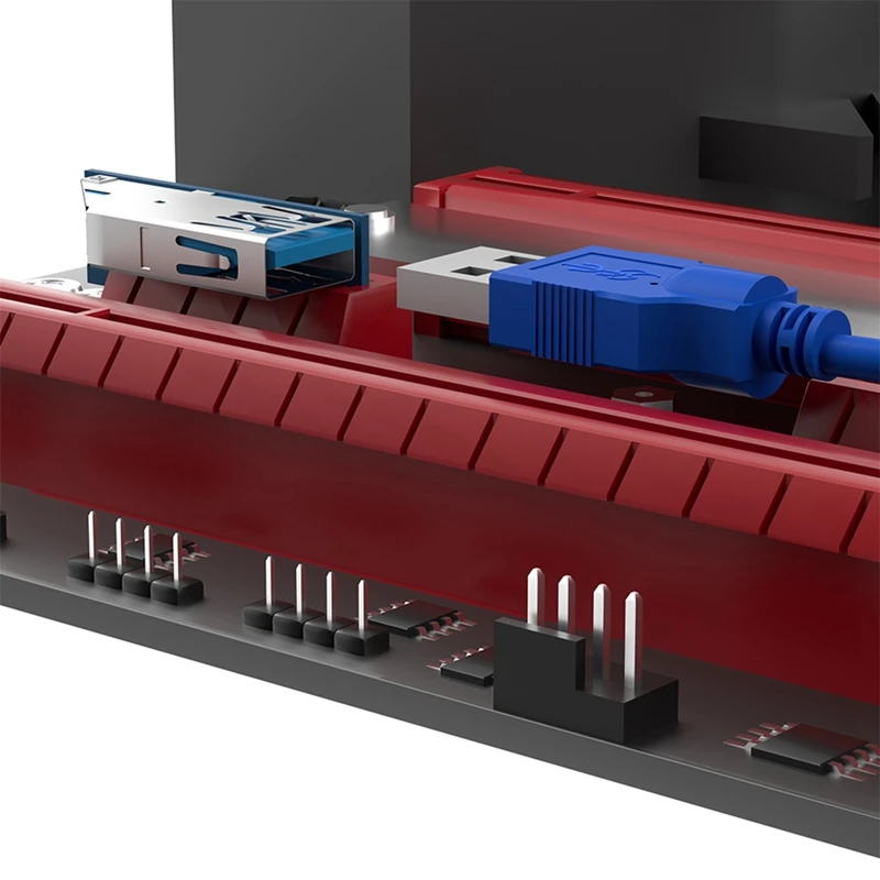 2 In 1 PCI Express PCI-E 1X To 1X/4X/8X/16X Riser Card With Automatic Discoloration LED Light