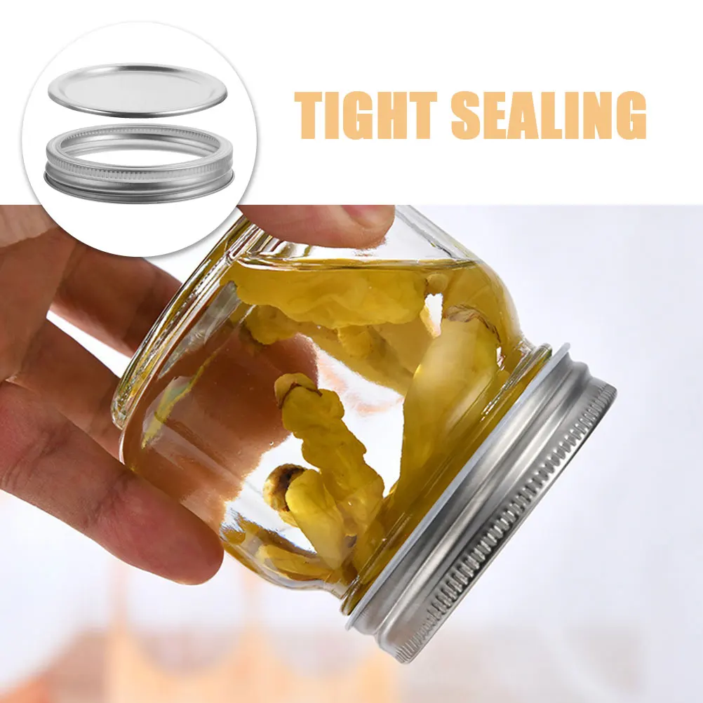 

6 set Mason Jar Lids Airtight Canning Leakproof Tinplate Covers Sealed Replacements Metal Jars Wide Mouth Drinking Containers