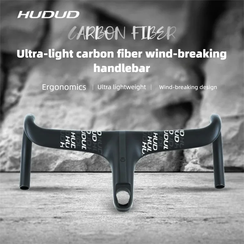 

HUDUD W07 Шоссейный велосипед Встроенный руль из углеродного волокна с полной внутренней прокладкой кабеля T800 Аэродинамический руль 370 г