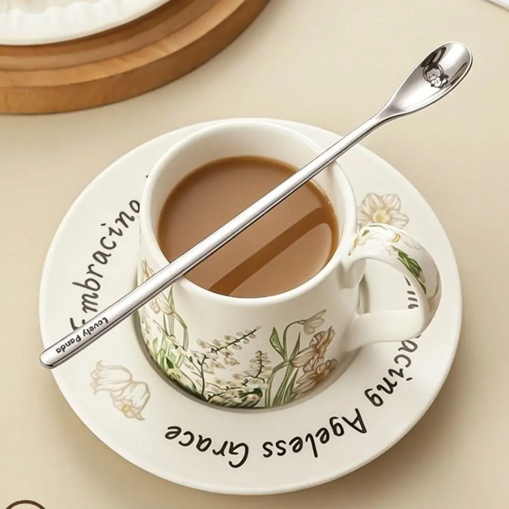 316 Stainless Steel Stirring Spoon Long Handle Cartoon Animal Long Handle Spoon Smooth Surface Slim Mixing Spoon Sugar Mixing