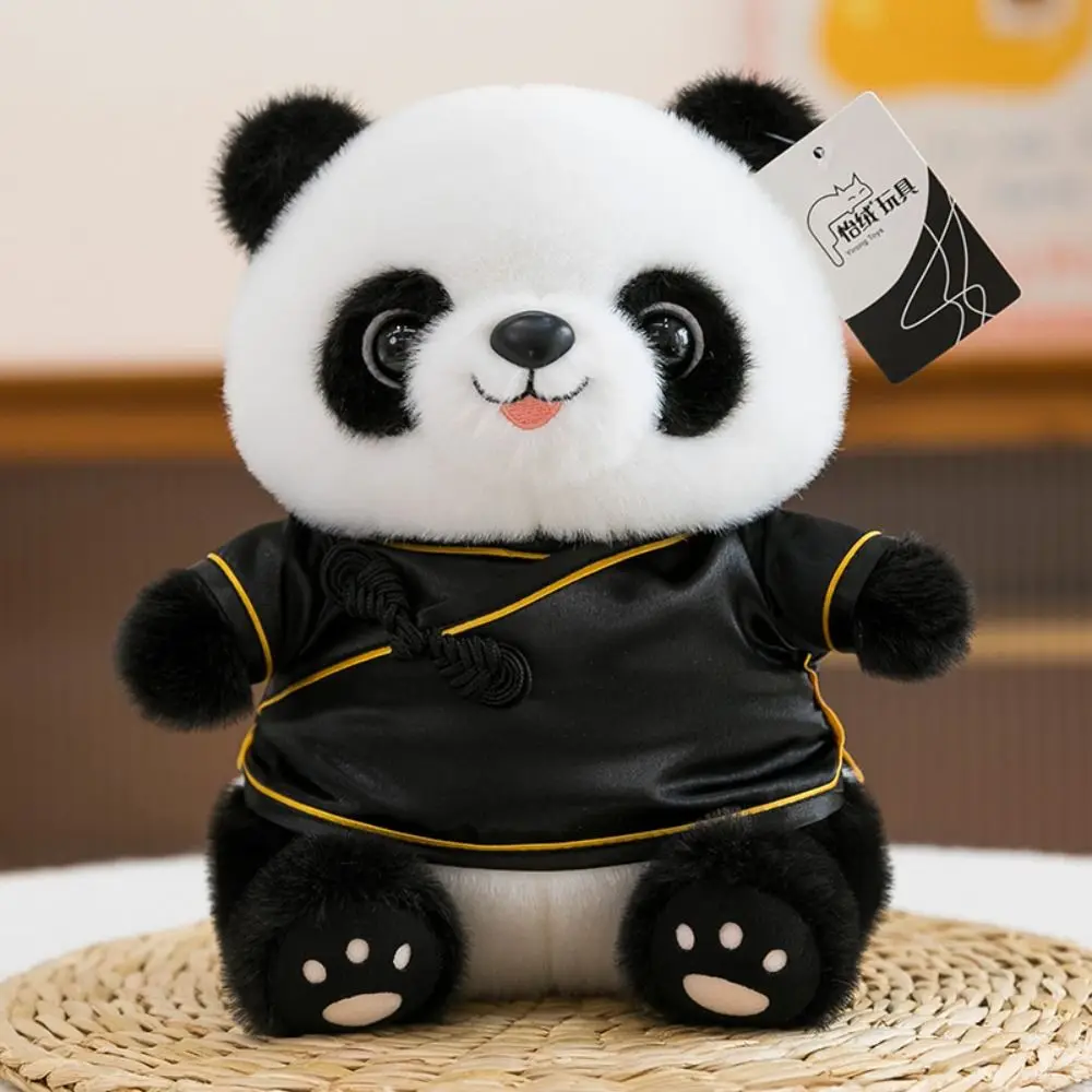 Silk Hanfu Panda Plush Toy Chinese Style Keychain Plush Panda Pendant Cartoon Home Decor Stuffed Animal Toys for Children