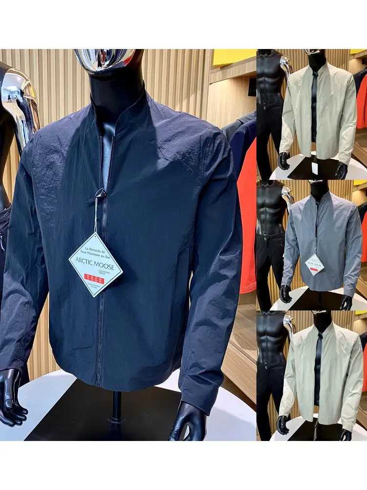 

Lightweight Spring Summer Outdoor Men's Jaet Full Prure Glue Stand Collar Busin Series Fce Windbreaker Coat