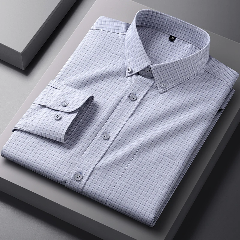 Hight quality ModaL long sleeve shirts for men slim fit formal plain shirt offce designer white anti-wrinkle business clothes