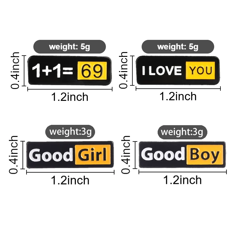 Good Girl Good Boy Emaille-Anstecknadel 1+1=69 Gleichung & Ich Liebe Dich Brosche Taschen-Abzeichen Valentinstag Schmuck Geschenk für Paare Beste Freunde – Detail 1