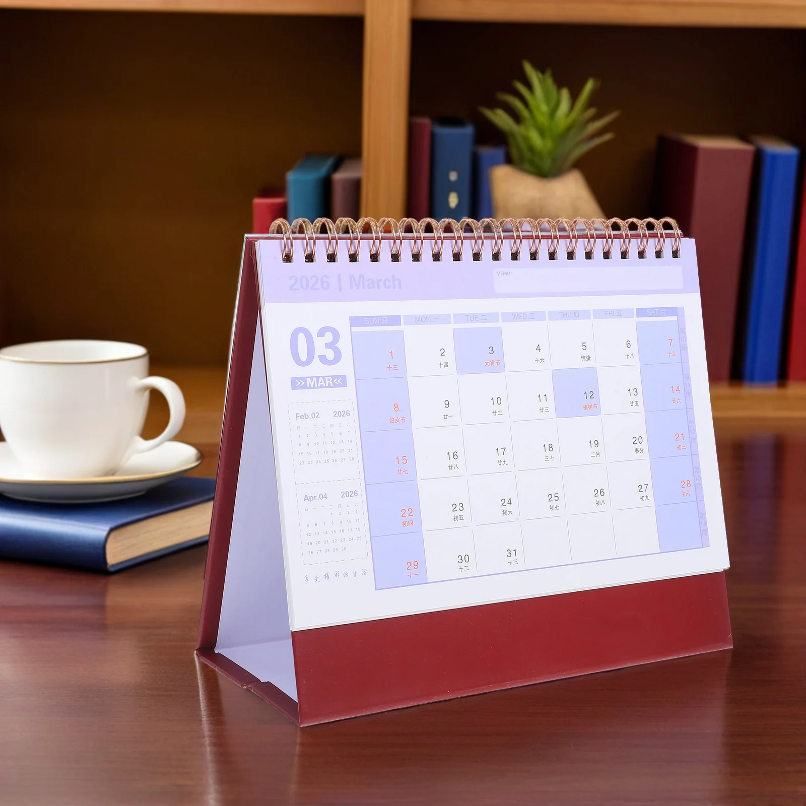 

Monthly Planner Desktop Calendar Standing Flip Desk Calendar Stand Up Twin-wire Binding Daily Schedule Planner for Office School