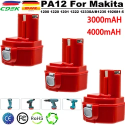 4000mAh Ni-Mh Battery For Makita 1200 1220 1201 1222 1233SA/B1235 192681-5 PA12 Power Tool Batteries 12V Battery