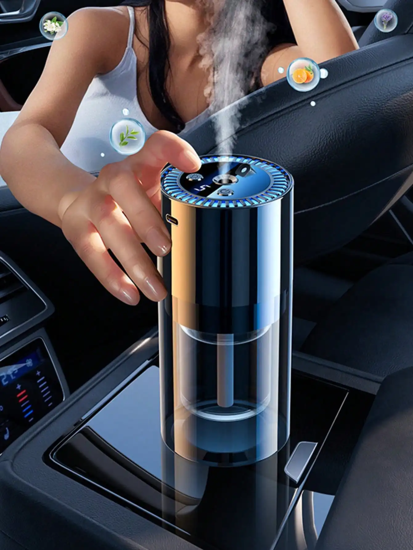 

Intelligent Rechargeable Car Fragrance Diffuser Vent Clip Electric Aromatherapy Nebulizer With Starry Light Portable Mini Air Freshener Empty Bottle Design Suitable For Auto Home Desktop Long Lasting Odor Removal Decor Accessories