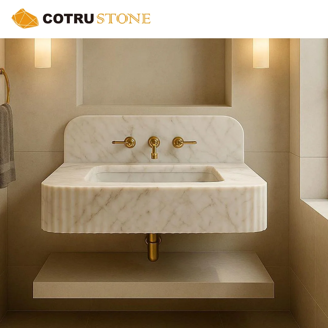 

Natural Stone Marble Bathroom Vanity Earl White Marble Basin For Hotel Villa