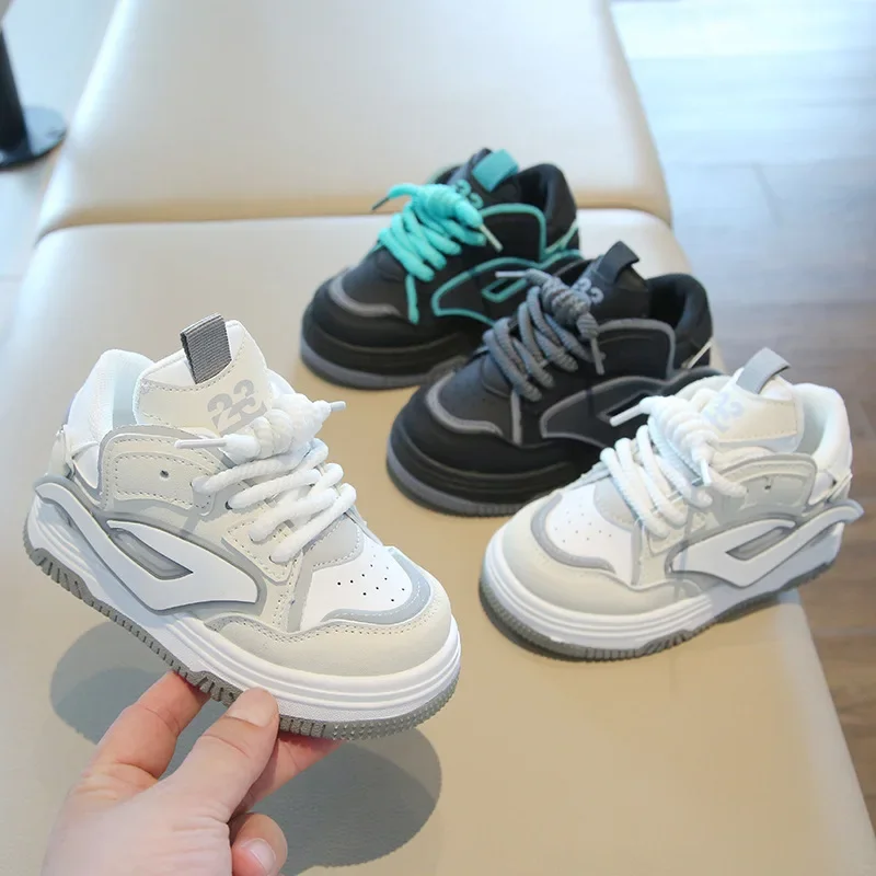 

Детские весенне-осенние кроссовки на мягкой подошве для мальчиков, повседневная обувь для макета для девочек, дышащая нескользящая детская обувь с высоким берцем спереди на шнуровке