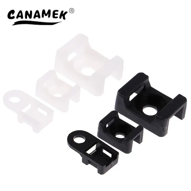 Fio plástico cabo Zip Tie parafuso, Fixação Mount Base Holder, 100pcs