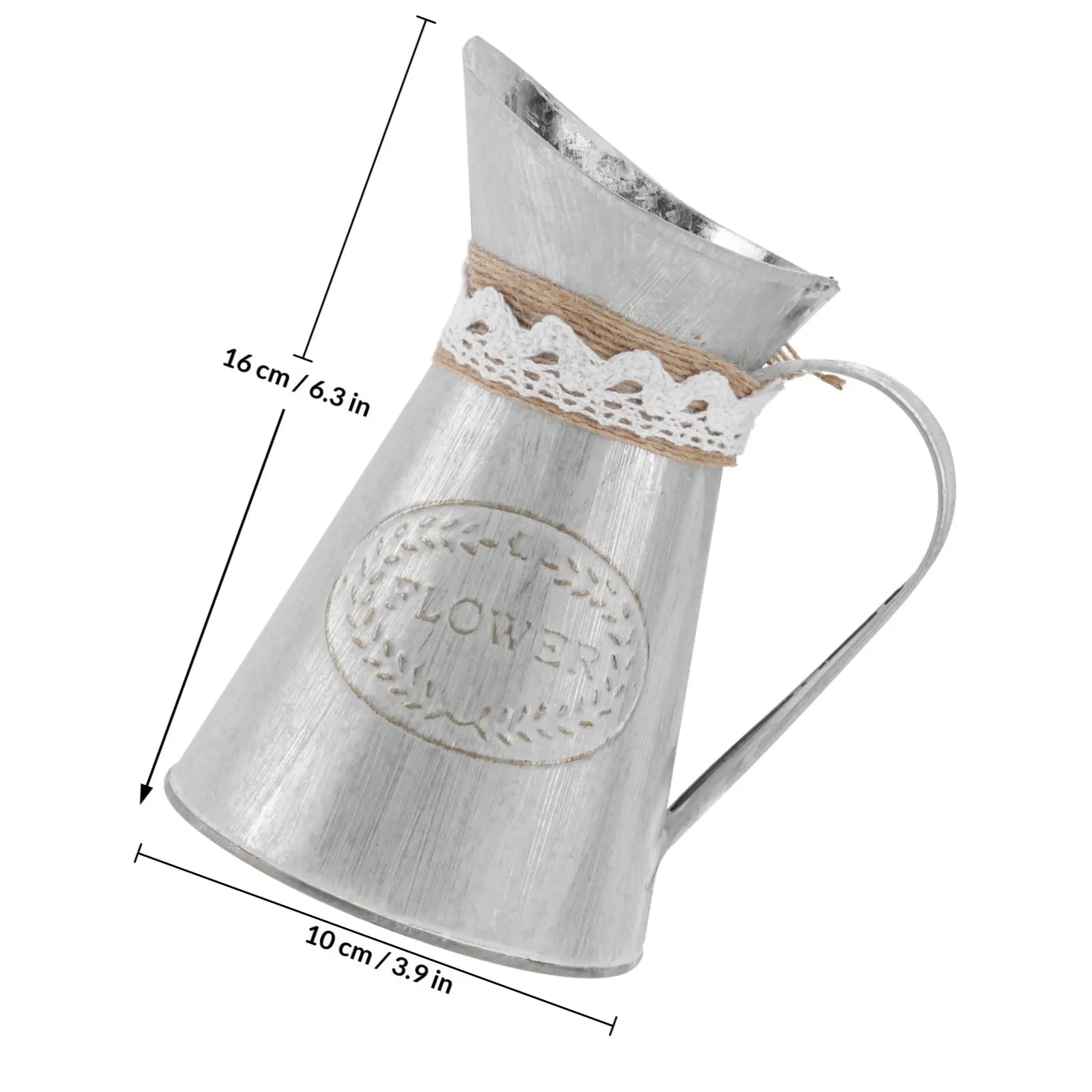 1Pcs Retro Iron Sheet Flower Bucket Light Grey Old Treatment Vintage Flower Arranging Ware Iron Art Vase Retro Vase Photo Props