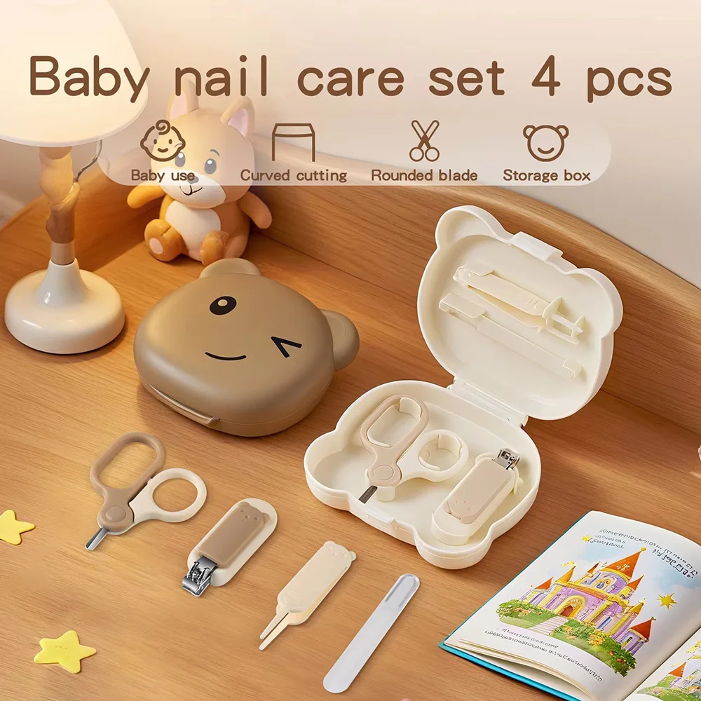 Baby Nail Clipper Set 4PCS Newborn Grooming Kit with Nail Scissors File Storage Box Infant Care Essentials Baby Hygiene Tool