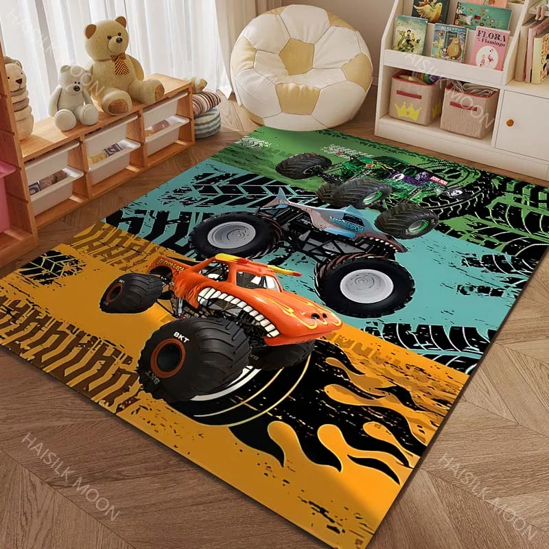 Big Wheels Monster Truck 4X4 Pattern Rug Carpets for Bedroom Living Room Mat Creative Door Mat Dressing Room Rugs Luxury Gifts