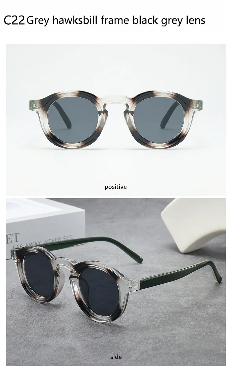 2025 Retro-Sonnenbrille mit dickem Rahmen, ovale Sonnenbrille für Herren, amerikanischer Stil, graue Brillen, Retro-Leopardenmuster-Brille, UV400-Rezept – Detail 33
