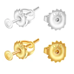4pcs 925 Sterling Silver 18K Golden Screw Earring Post Base Safety Backs Replacements for DIY Stud Ear Jewelry Making Supplies
