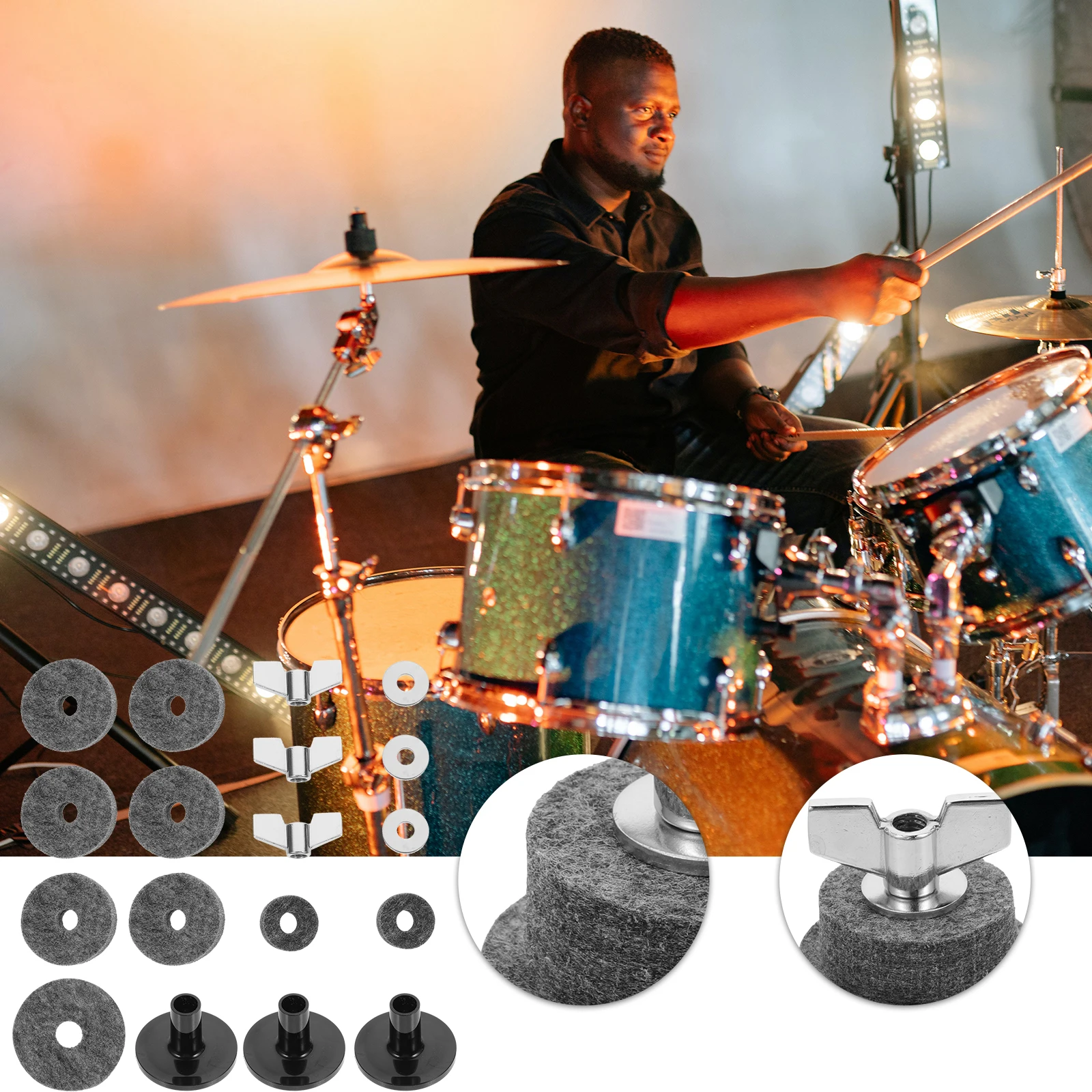 

Drum Felt Pad Cymbal Pads Clutch Kit Plastic Accessories and Parts Mute Dampener