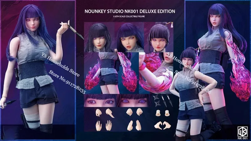Nounkey Studio NK001 1/6 Hyūga Hinata Cloth Action Figure Anime Naruto Uzumaki Naruto Wife Delicate 12" Full Set Female Soldier