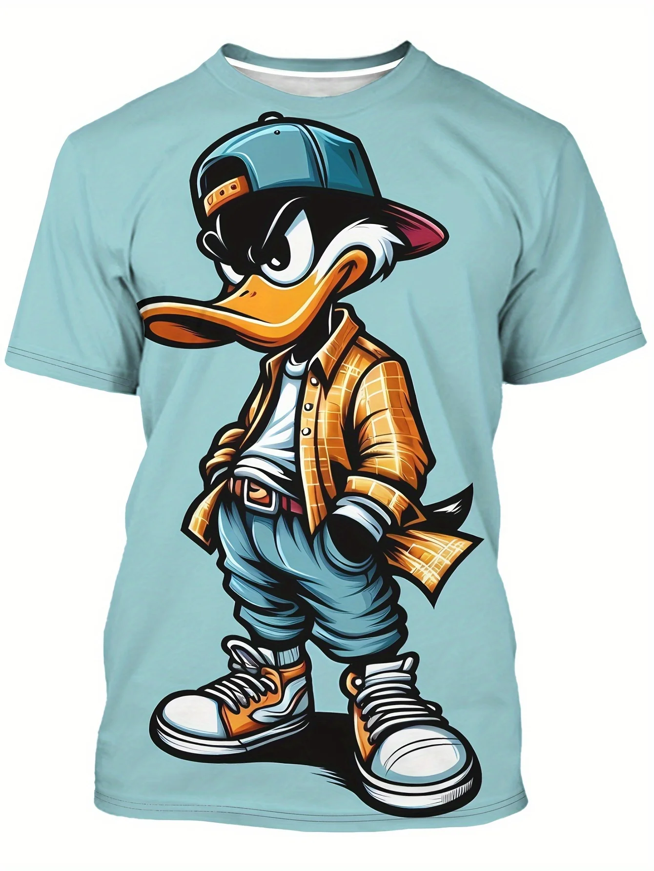 Funny Men's T Shirt Cartoon Duck Print Casual Short Sleeve Tops Tee Fashion T-shirts Outdoor Streetwear 2025 Hip Hop Clothing