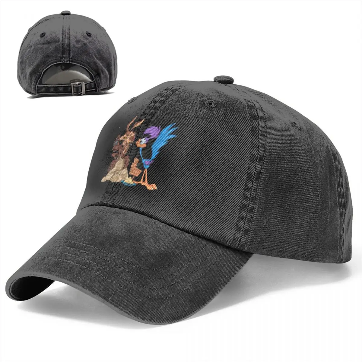 Control The Remote Baseball Cap for Men Women Distressed Denim Sun Cap Roadrunner Wile E Coyote Cartoon Outdoor Running Caps Hat