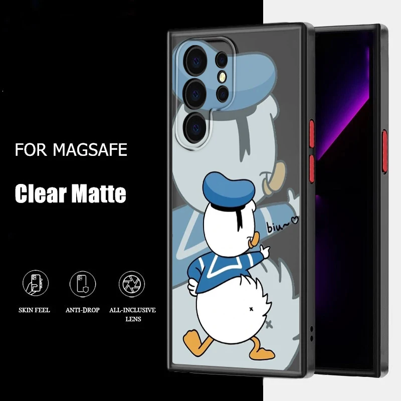 Disney Cute Donald Duck For Samsung A53 A52 A33 A32 A51 A71 A21S A13 A73 A50 A22 A12 A72 5G Frosted Translucent Phone Case