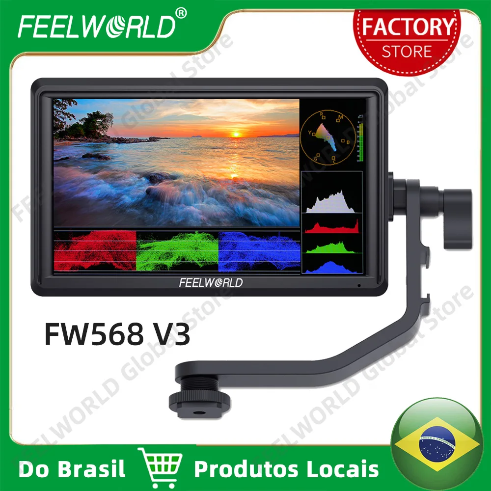 FEELWORLD FW568 V3 6 Inch Portable Camera DSLR Field Waveform Monitor 4K HDMI In Out Full HD 1920x1080 Tilt Arm Power Output