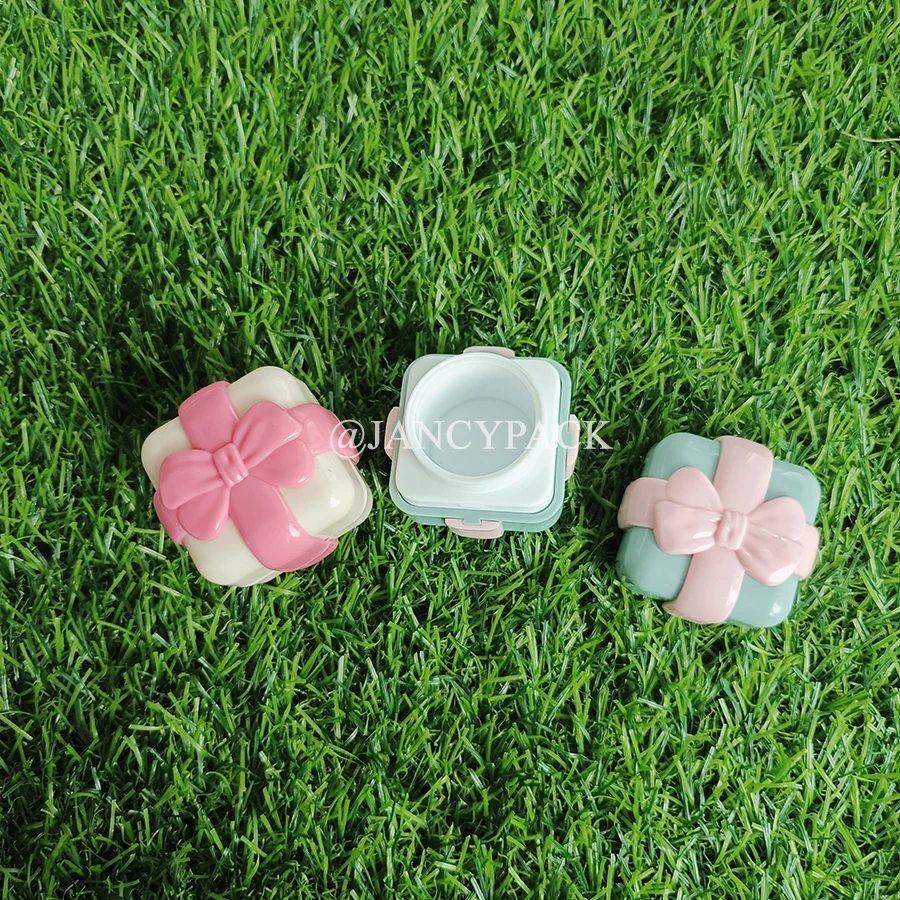 5g Roze Strik Cap Lege Lippenbalsem Pot Scrub Container Vierkante Cosmetische Lip Scrub Container Oogcrème Potten Make opbergdoos