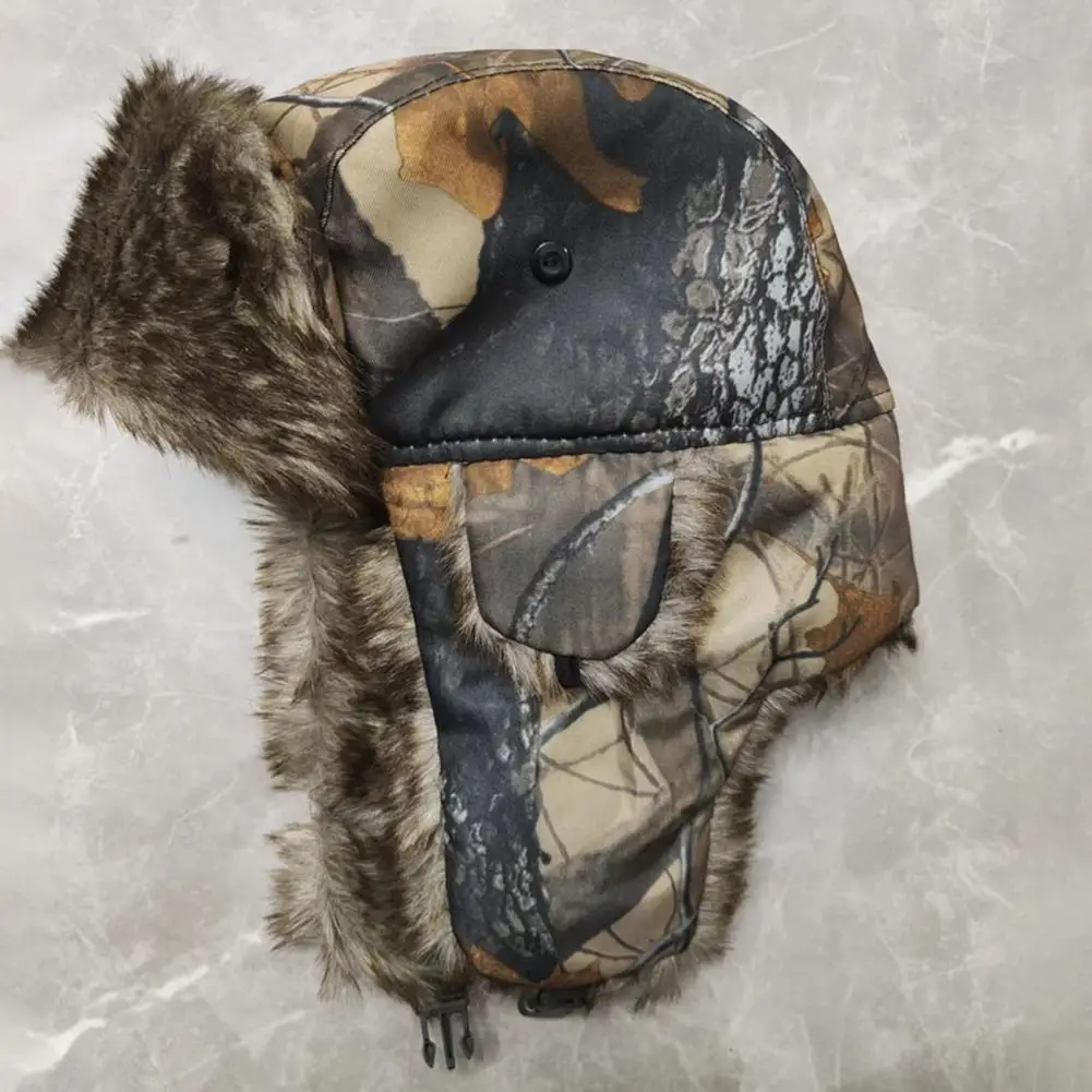 Popular Unisex Cap Autumn Winter Camouflage Adult Dome No Brim Riding Couple Cap  Ear Flap Hat Keep Warm