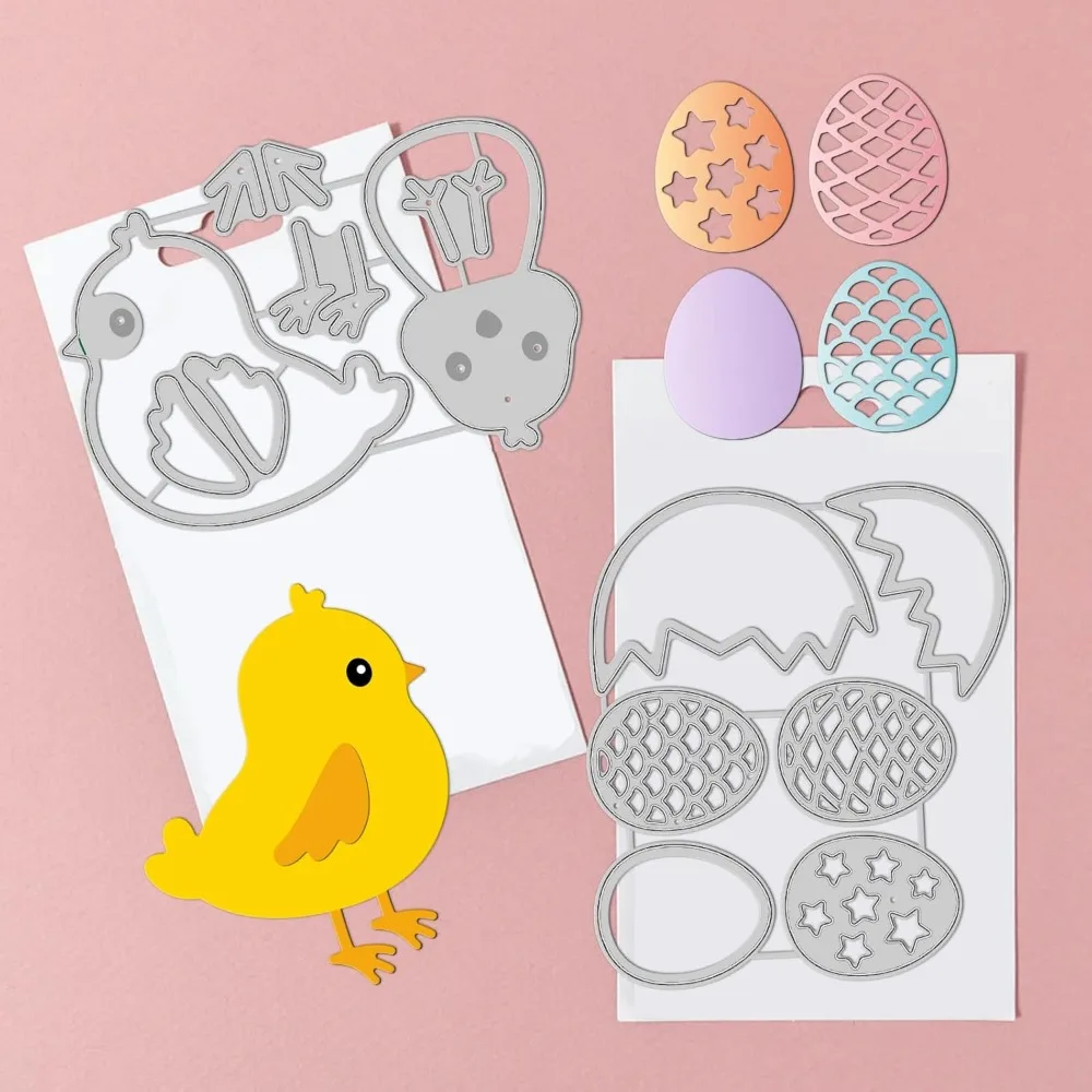 Easter Chick Cutting Dies Easter Egg Carbon Steel Die Cuts for DIY Crafting Embossing Stencil Template for Card Making Kit