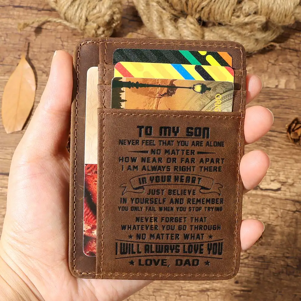จาก dompet kartu tipis ลูกชายของฉันที่ใส่บัตร RFID หนังแท้สำหรับผู้ชายแฟชั่นกระเป๋าหน้าของขวัญวันเกิดสำหรับลูกชาย
