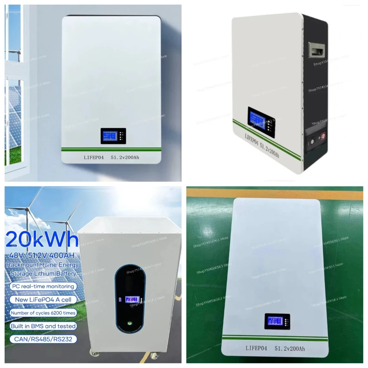 

50kW 46kWh 48V 51.2V LiFePO4 Battery Bank 600Ah 900Ah Rack Wall Mount For Solar EV RV Golf Cart Energy Storage Unit