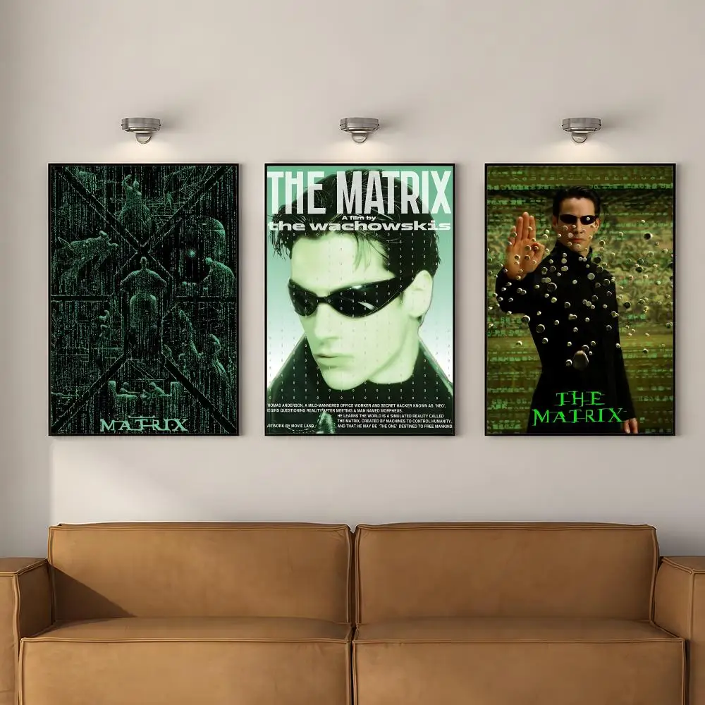 Film The M-Matrix Neo Trinity Poster PP Self Adhesive Decorative Poster Waterproof Waterproof for Apartment Bedroom