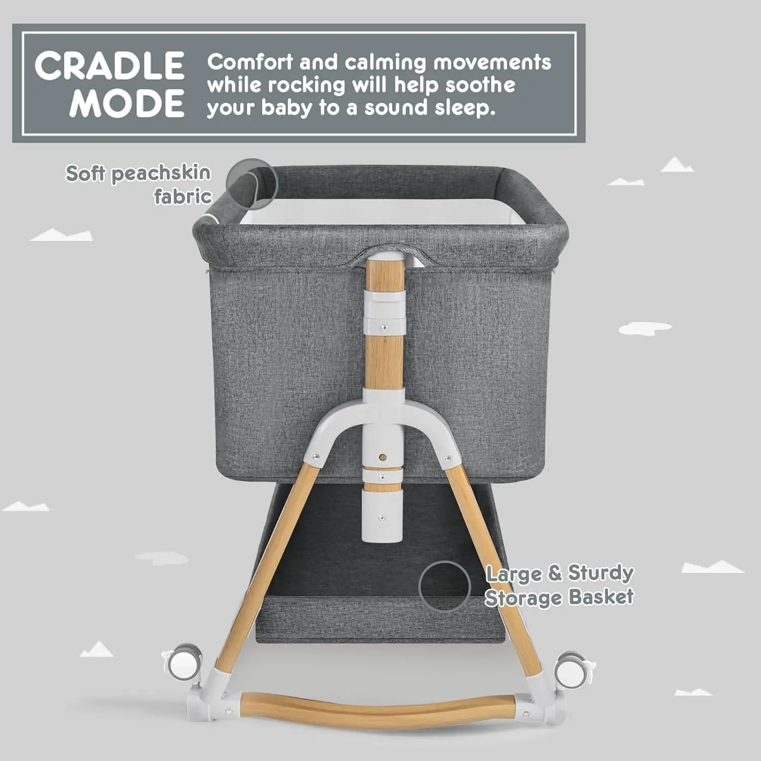 Cuddly 3 in 1 Baby Bassinet Bedside Sleeper, 5 Position Adjustable, Includes Mosquito Net, Mattress, Anchor Strap