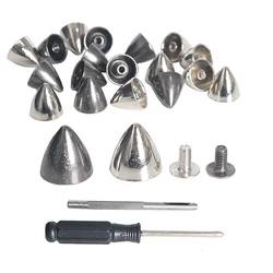 100sets 12*12mm Cone Spots Zinc Alloy Spike Studs Leathercraft Bullet Punk Spike Rivets With Tool for Pet Collar Shoes Handbag