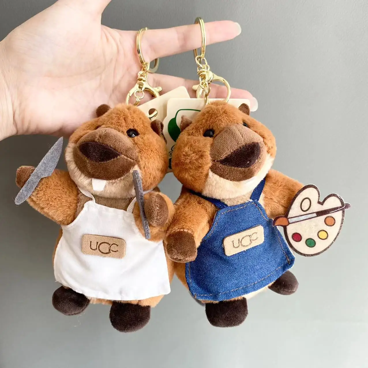 

Мультяшный креативный плюшевый брелок-подвеска в виде шуточного повара-белки, милая кукла-мышь, подвеска для сумки, брелок для ключей